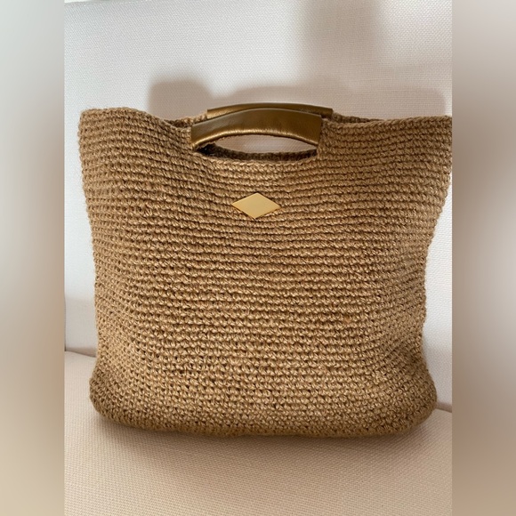 Handwoven Jute Bag with Leather Handle - Picture 3 of 4